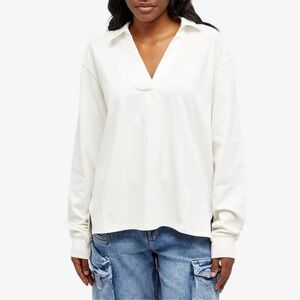 Good American Oversized Rugby Shirt Women's 1/2 Ivory Samll/Medium